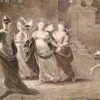 Антикварная гравюра «Пять благоразумных и пять безрассудных дев»