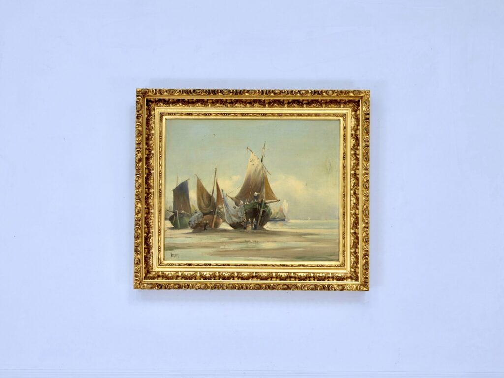 Антикварний живопис «Рибальські човни», Е. Верньє (Émile Vernier)