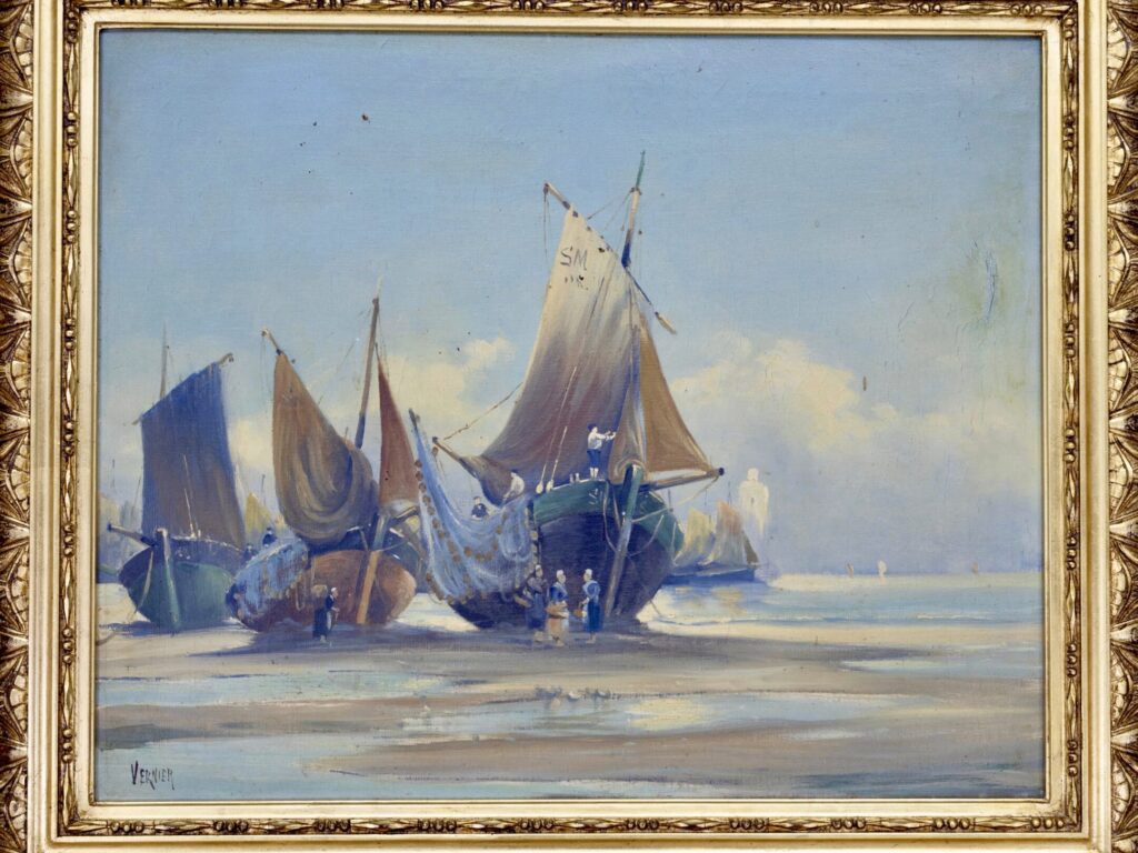 Антикварний живопис «Рибальські човни», Е. Верньє (Émile Vernier)