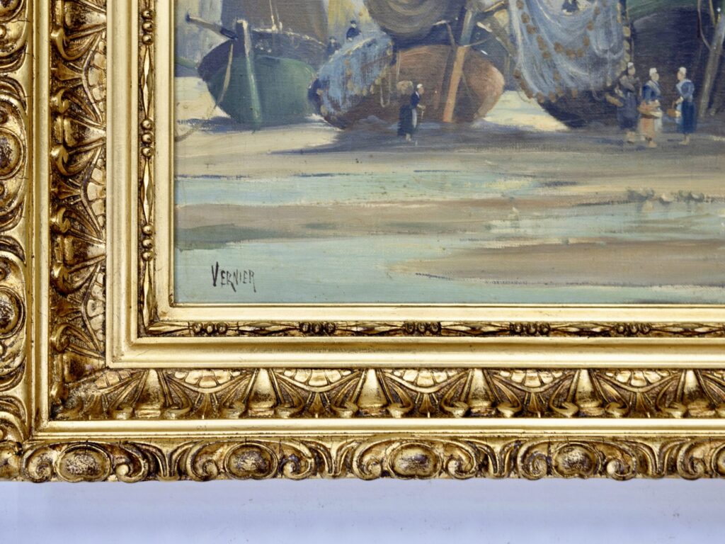 Антикварний живопис «Рибальські човни», Е. Верньє (Émile Vernier)