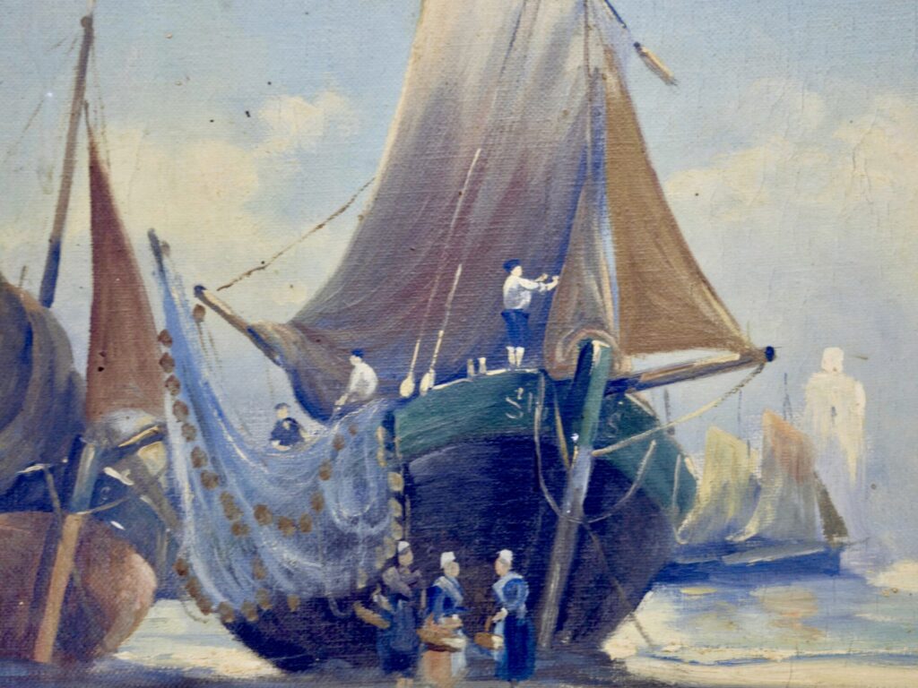 Антикварний живопис «Рибальські човни», Е. Верньє (Émile Vernier)