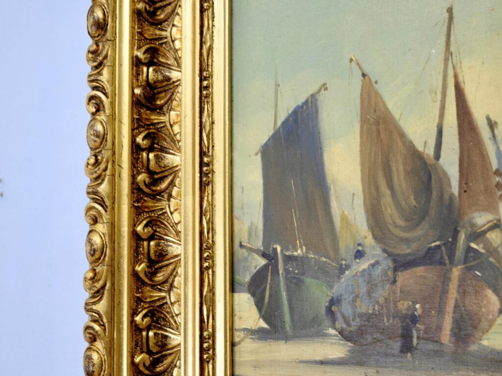 Антикварний живопис «Рибальські човни», Е. Верньє (Émile Vernier)