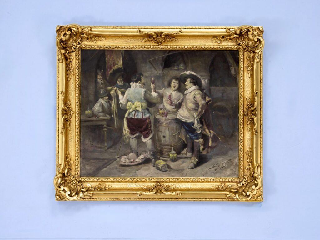 Антикварний живопис «Мушкетери в таверні», С. Зеебергер (Samuel Seeberger)
