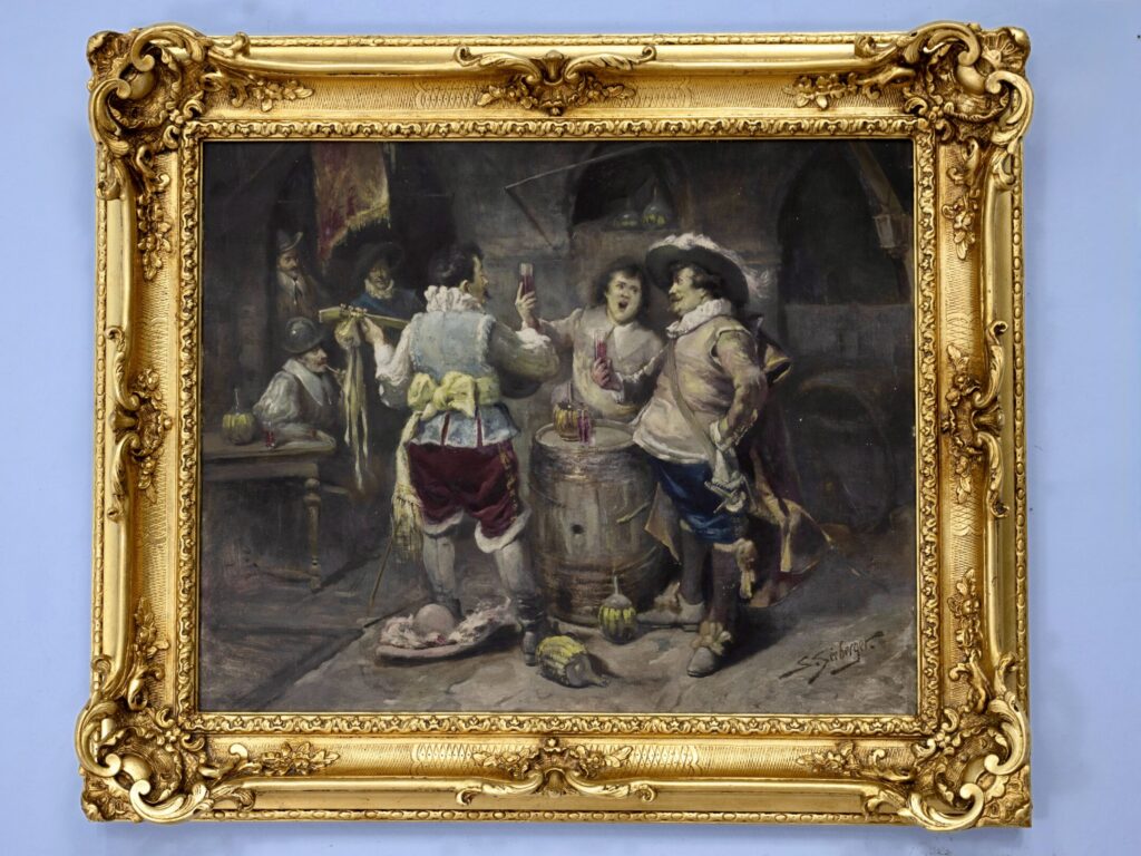 Антикварний живопис «Мушкетери в таверні», С. Зеебергер (Samuel Seeberger)