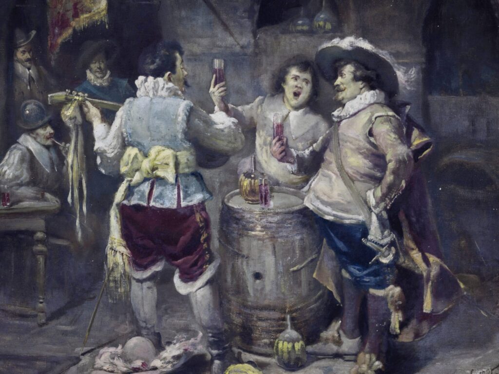 Антикварний живопис «Мушкетери в таверні», С. Зеебергер (Samuel Seeberger)