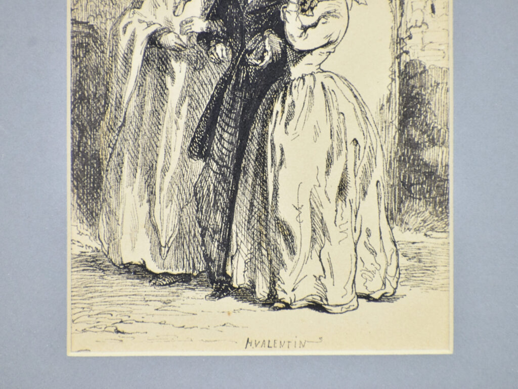 Антикварний офорт «Прогулянка», А. Валантен (Henri Valentin)