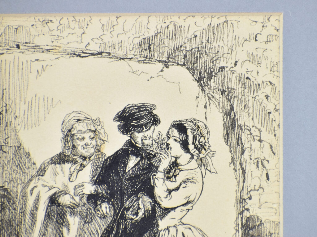Антикварний офорт «Прогулянка», А. Валантен (Henri Valentin)
