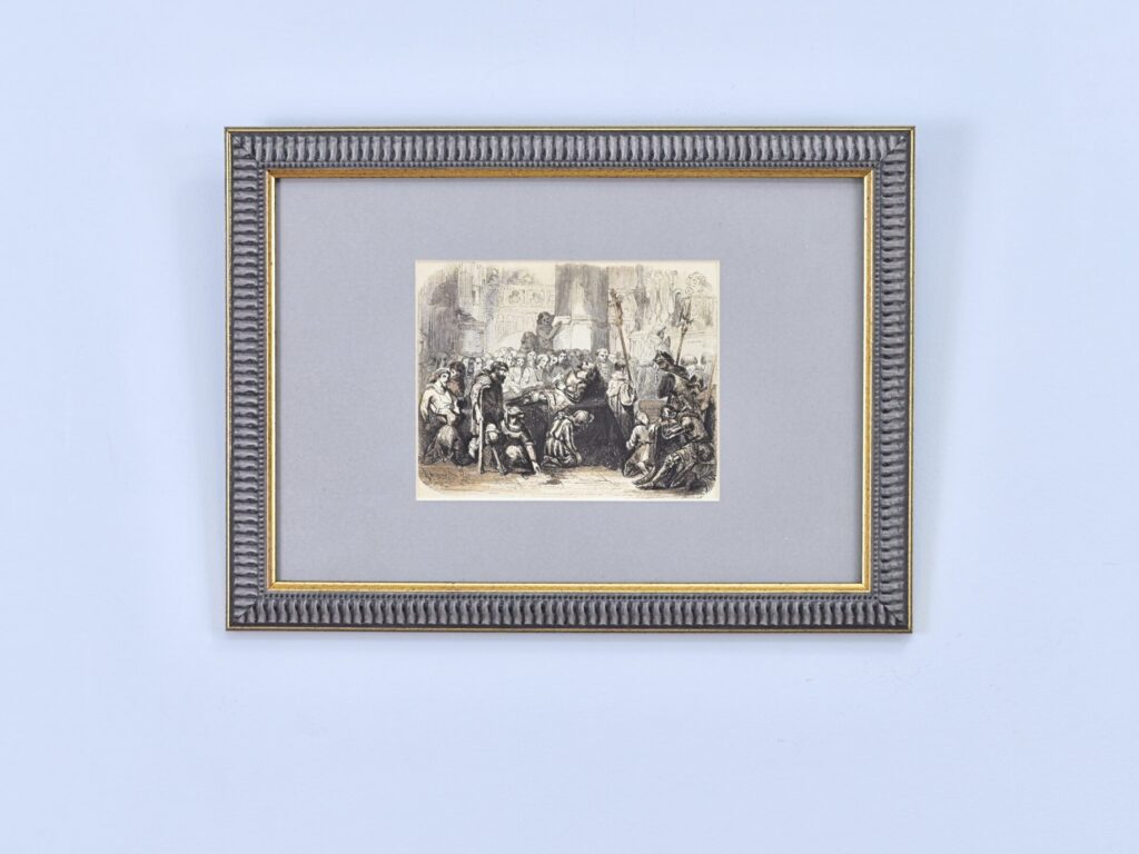 Антикварний офорт «Оплакування Карла І Доброго», А. Валантен (Henri Valentin)