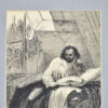Антикварний офорт «Художник у мансарді», А. Валантен (Henri Valentin)