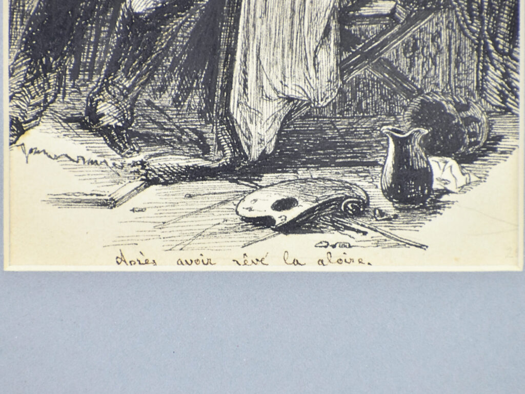 Антикварний офорт «Художник у мансарді», А. Валантен (Henri Valentin)