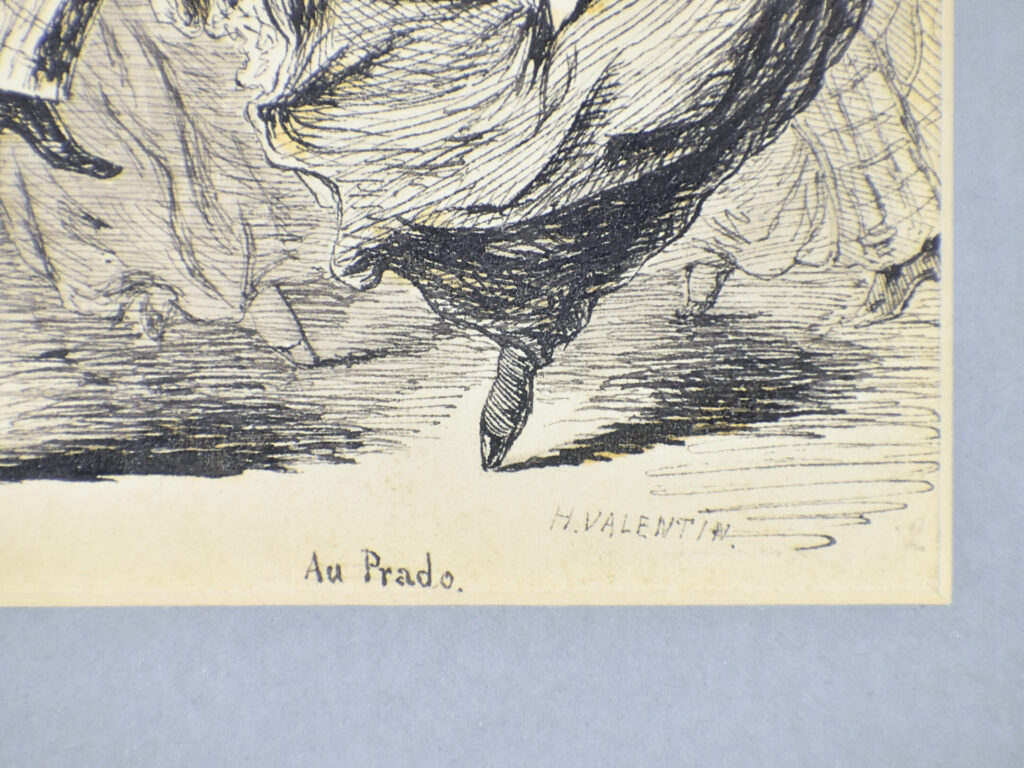 Антикварний офорт «У Прадо», А. Валантен (Henri Valentin)