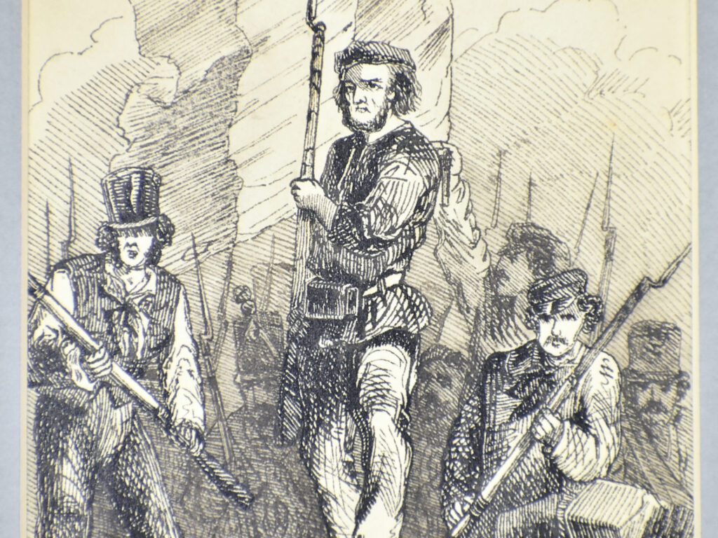 Антикварний офорт «Барикада 1848 року», А. Валантен (Henri Valentin)