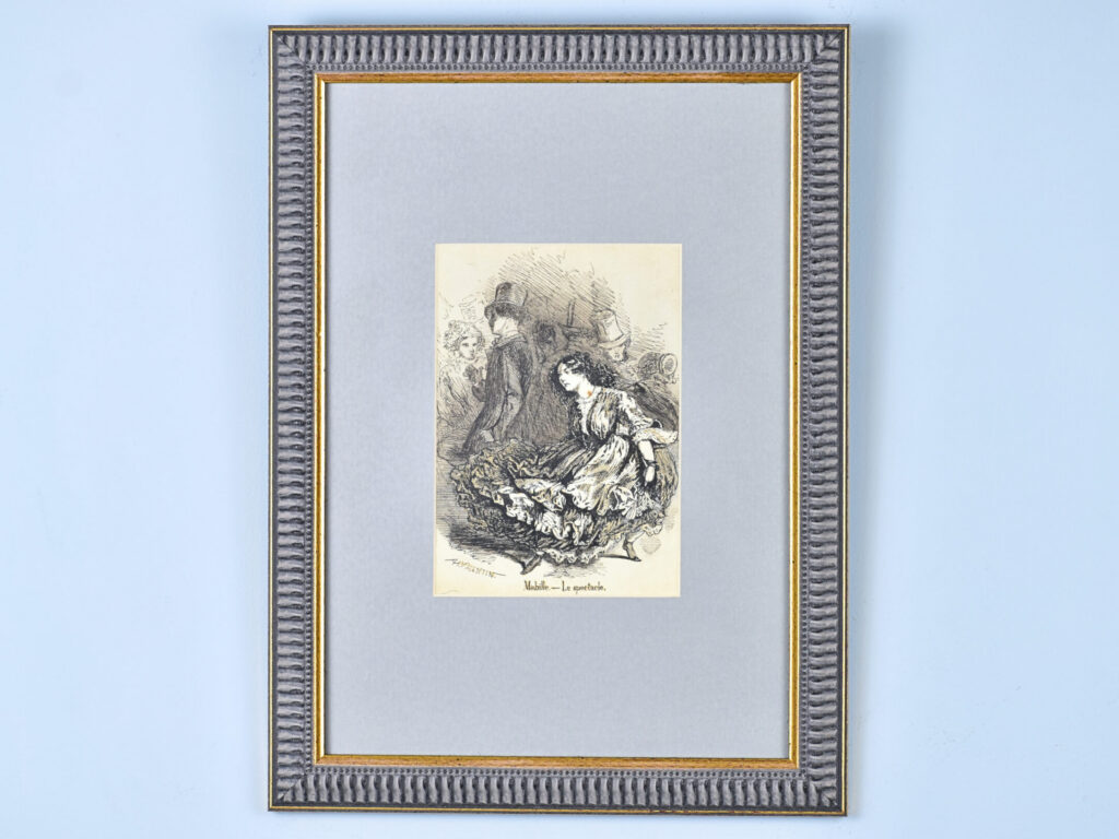 Антикварний офорт «Мабіль. Видовище», А. Валантен (Henri Valentin)