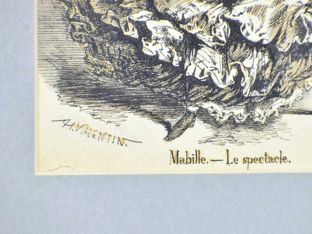 Антикварний офорт «Мабіль. Видовище», А. Валантен (Henri Valentin)
