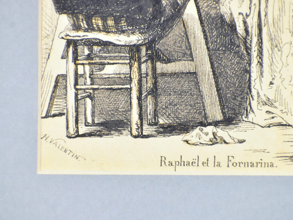 Антикварний офорт «Рафаель та Форнаріна», А. Валантен (Henri Valentin)