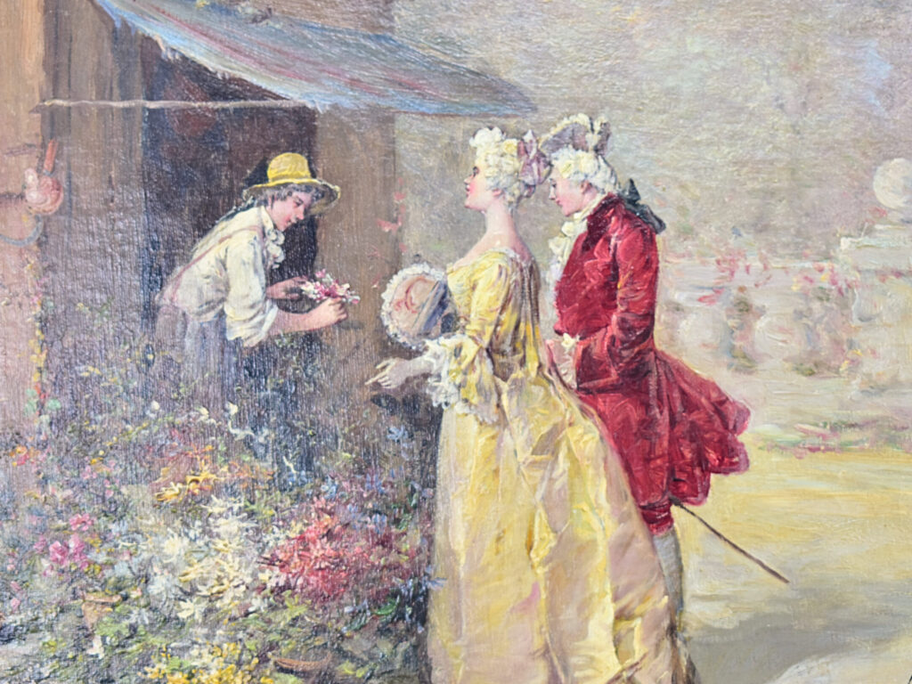 Антикварний живопис «Біля квіткової лавки», Ж. Аппер (Georges Appert)