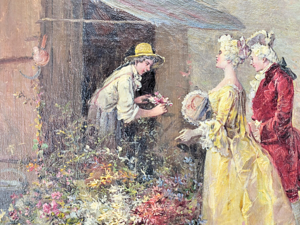 Антикварний живопис «Біля квіткової лавки», Ж. Аппер (Georges Appert)